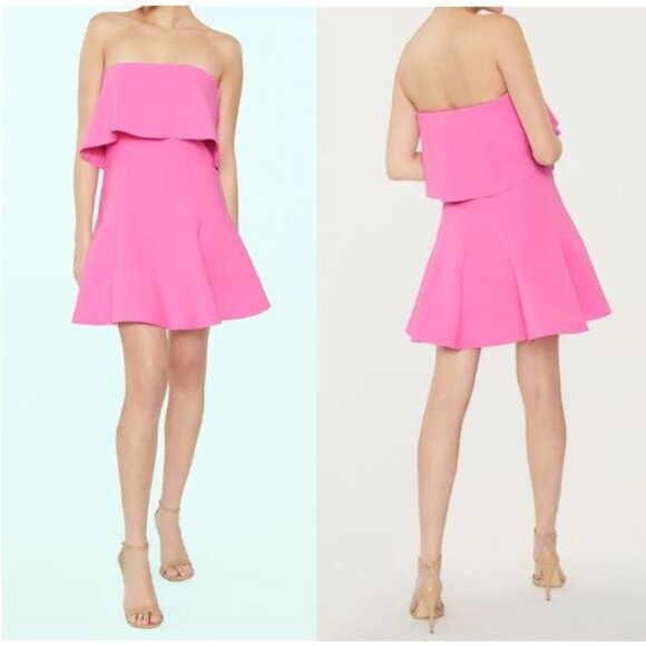 Likely Flouncy Driggs Mini Dress Hot Pink Size 0 Cocktail Party Revolve Fun EUC - Picture 1 of 12